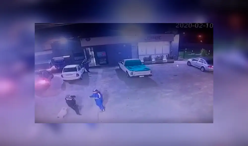 Video es viral en YouTube. El can se percató de las amenazas de los ladrones contra el trabajador de un grifo y corrió a defenderlo.