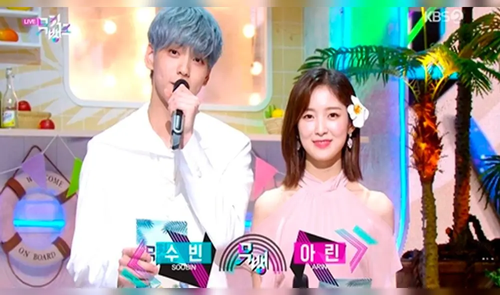 Desliza para ver más fotos de los MC de Music Bank, Soobin de TXT y Arin de Oh my girl. Créditos: KBS Desliza para ver más fotos de los MC de Music Bank, Soobin de TXT y Arin de Oh my girl. Créditos: KBS