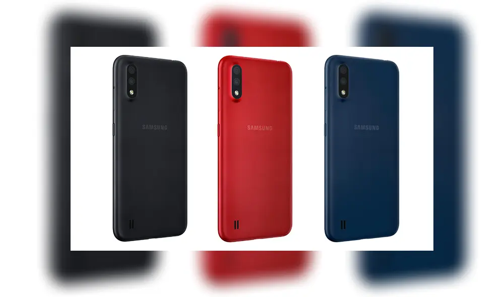El Samsung Galaxy A01 estará disponible en color negro, rojo y azul.