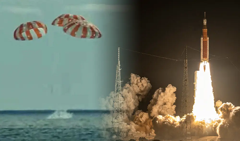 La nave espacial Orion regresó después de la misión lunar Artemis 1. Foto: composición LR/AFP La nave espacial Orion regresó después de la misión lunar Artemis 1. Foto: composición LR/AFP