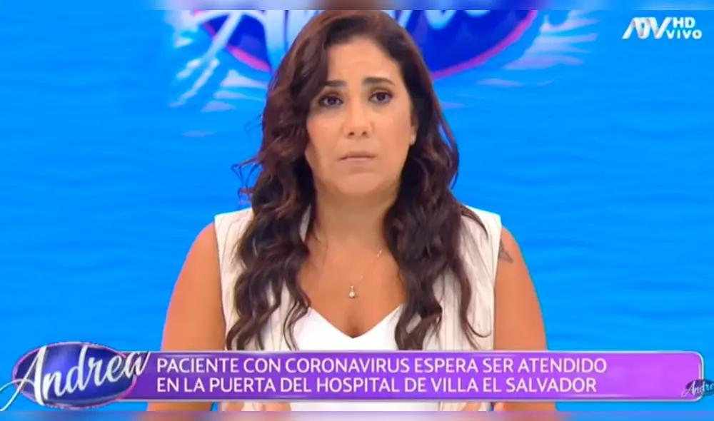 Andrea LLosa se quiebra por pareja de esposos separada por el coronavirus. Foto: Captura