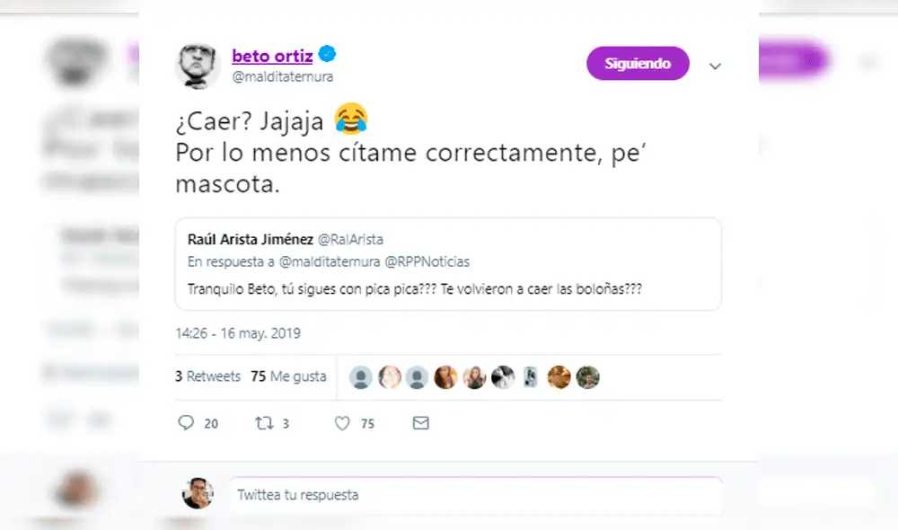 Al estilo de Tapir 590, Beto Ortiz llama "mascota" a usuario de Twitter