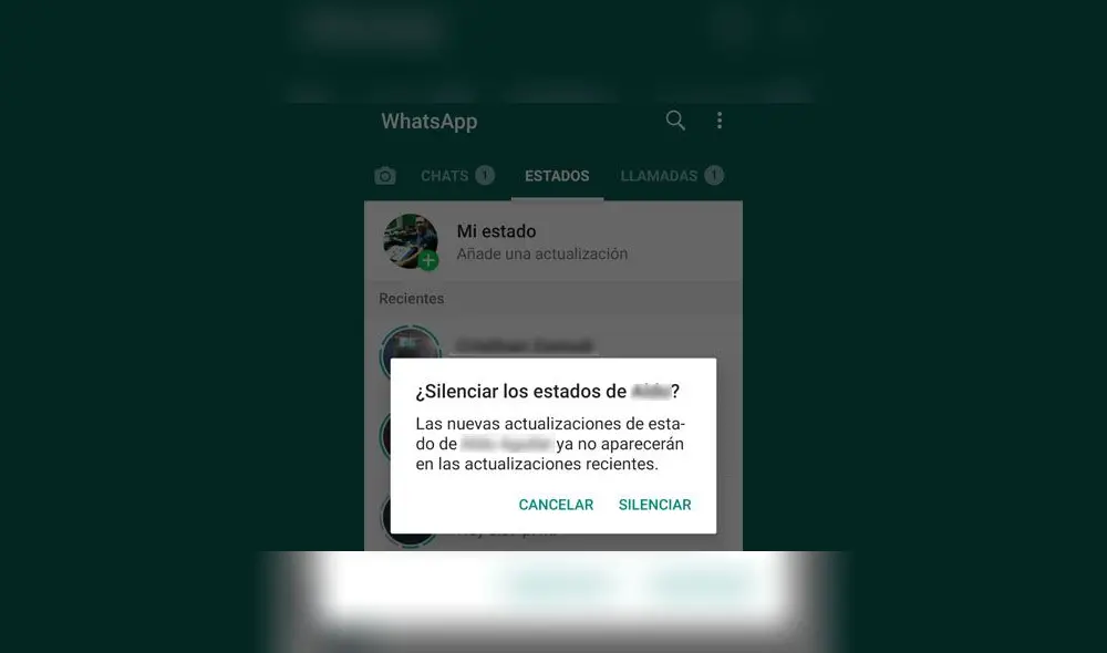 Solo tienes que silenciar los estados del contacto que no deseas ver.