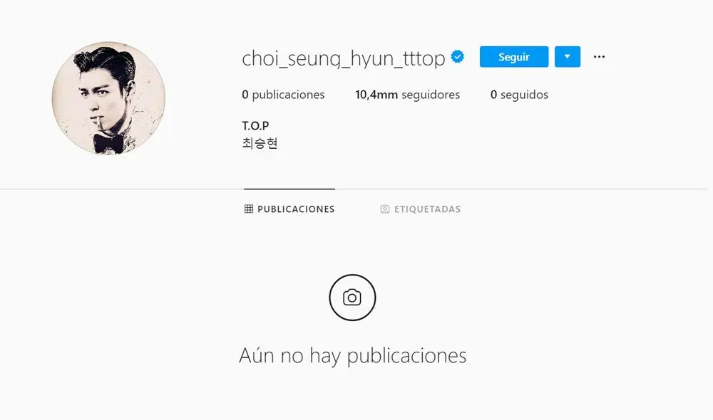 BIGBANG: La cuenta de Instagram de T.O.P ahora se muestra vacía.