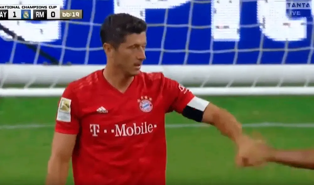 Robert Lewandowski anotó segundo gol del Real Madrid vs. Bayern Múnich por la International Champions Cup 2019. | Foto : DirecTV Robert Lewandowski anotó segundo gol del Real Madrid vs. Bayern Múnich por la International Champions Cup 2019. | Foto : DirecTV