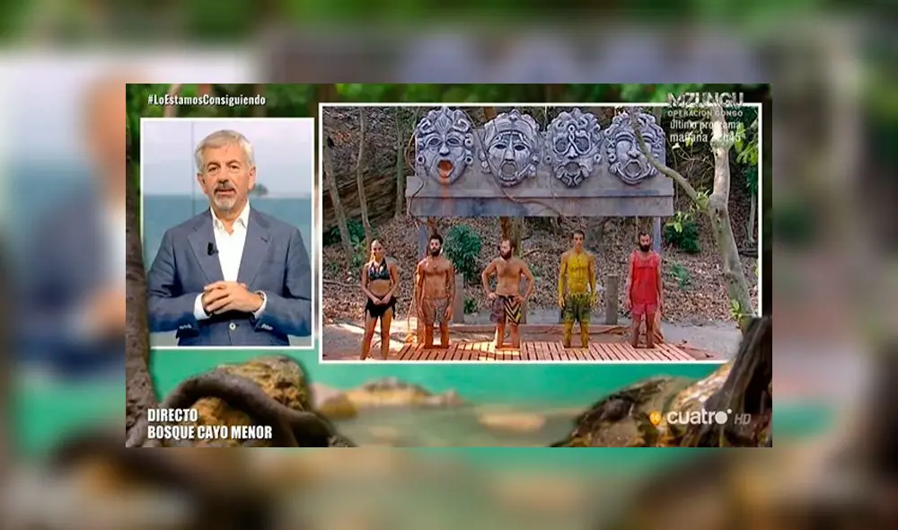 Carlos Sobera, desde el plató de Tierra de Nadie, comentó que esa era "su noche de suerte". (Foto: Cuatro)