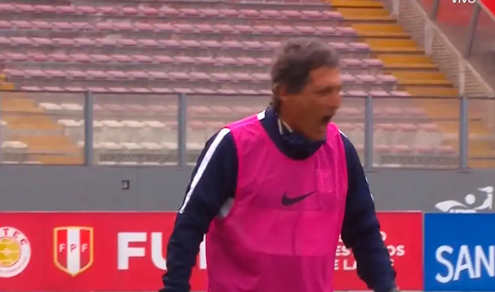 Mario Salas celebró con todo el tanto de Josepmir Ballón. Foto: Captura/Movistar Play Mario Salas celebró con todo el tanto de Josepmir Ballón. Foto: Captura/Movistar Play