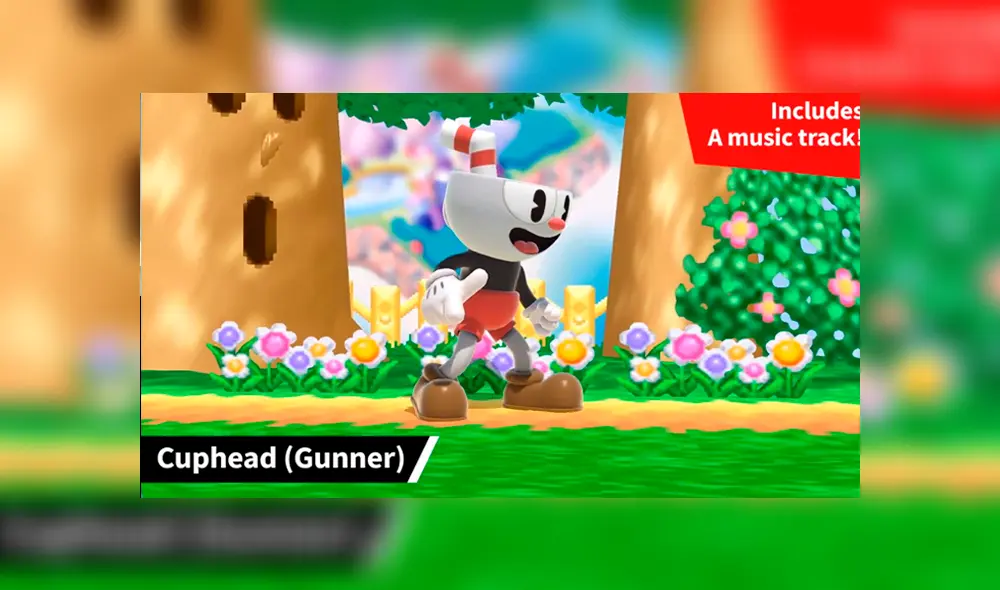 Mii Gunner como Cuphead en Super Smash Bros. Ultimate.