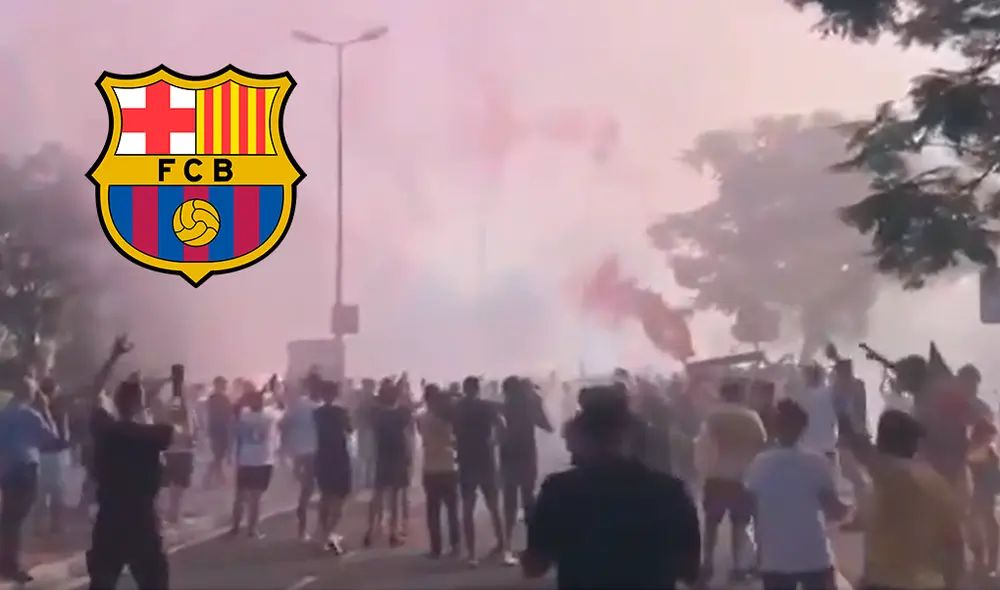 Hinchas de FC Barcelona despiden al equipo que jugará ante el Bayern Múnich por la Champions. Captura Twitter Hinchas de FC Barcelona despiden al equipo que jugará ante el Bayern Múnich por la Champions. Captura Twitter