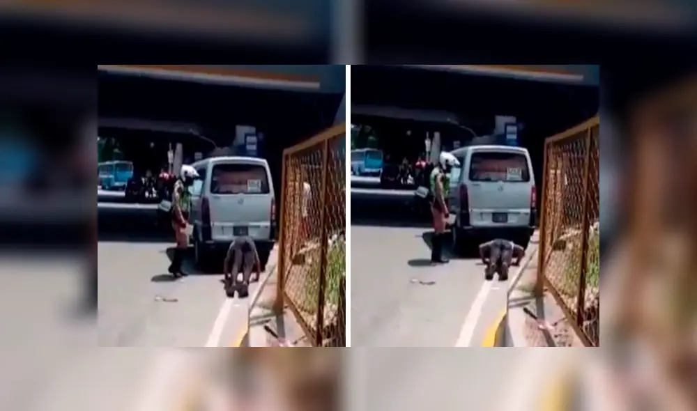 Desliza las imágenes para apreciar el castigo que recibió un imprudente conductor por parte de un policía peruano. Desliza las imágenes para apreciar el castigo que recibió un imprudente conductor por parte de un policía peruano.