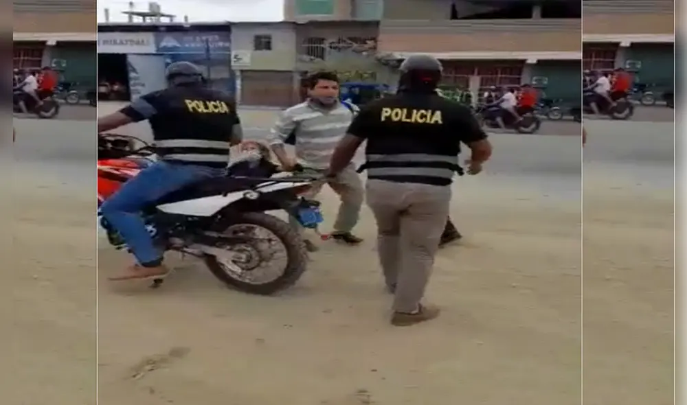 Padre de familia fue intervenido cuando transitaba con su menor hijo. Foto: La República. Padre de familia fue intervenido cuando transitaba con su menor hijo. Foto: La República.