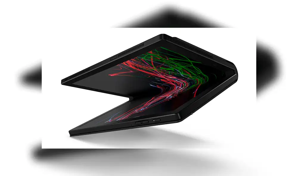 Así luce la nueva ThinkPad X1 Fold de Lenovo, la primera PC con pantalla plegable del mundo.| Foto: Lenovo