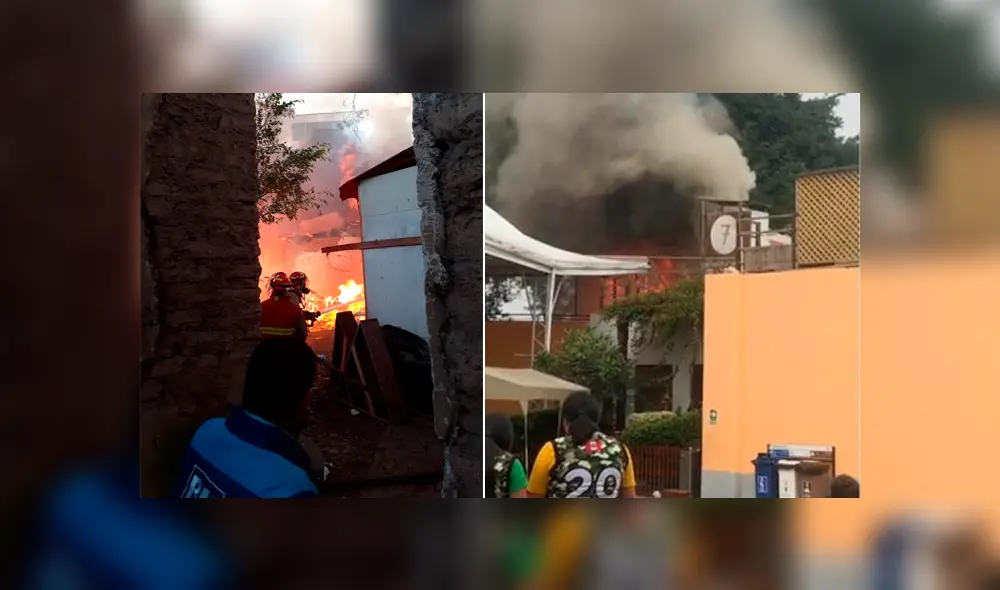 Incendio se produce a la espalda del colegio Los Reyes Rojos, en Barranco. Foto: Difusión