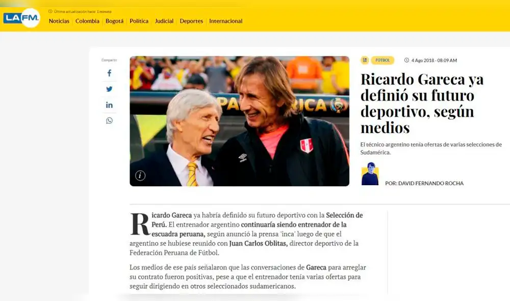 Ricardo Gareca fue noticia internacional tras su casi renovación con Perú