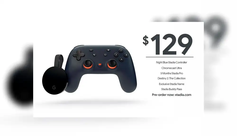 La Founder's Edition de Google Stadia incluía un mando especial de color azul noche.