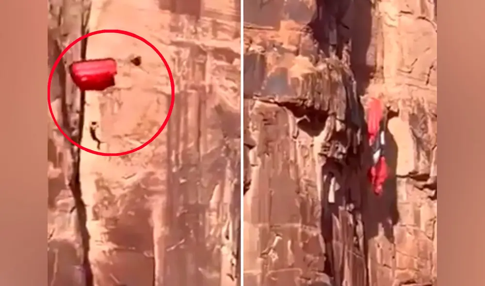 Gracias a su paracaídas, el hombre evitó una aparatosa caída que acabaría con su vida. Foto: captura-Noticias Caracol