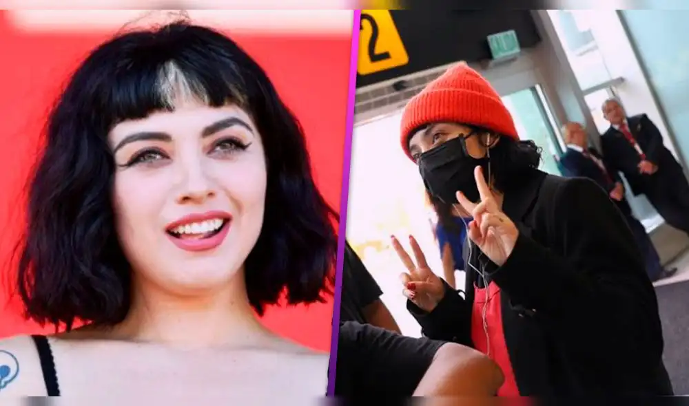 Mon Laferte llega a Lima con mascarilla por temor de contagiarse de coronavirus antes de show.