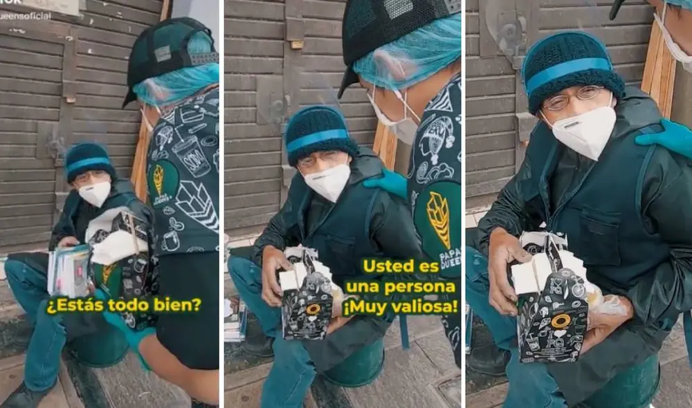 El señor agradeció el gesto por parte del trabajador del restaurante. Foto: Captura/TikTok/Papas Queens