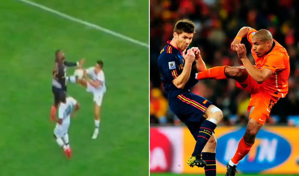 Jesús Pretell comete falta contra Jair Céspedes en el Cusco vs Melgar por la Liga 1. Foto: Composición