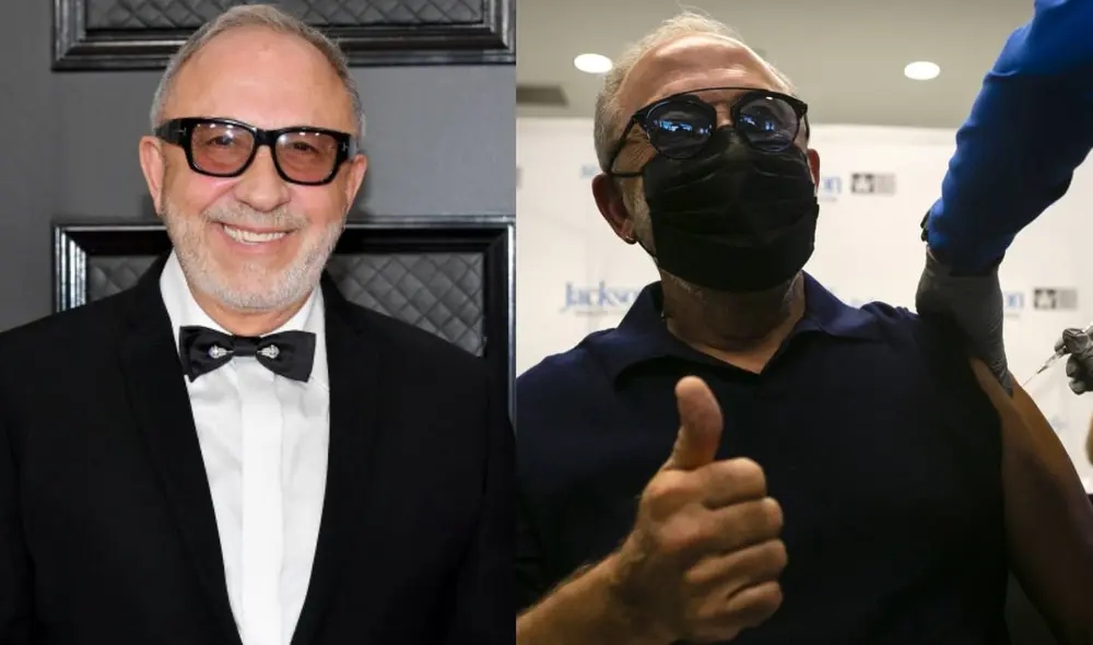 Emilio Estefan se vacuna contra el coronavirus. Foto: composición Agencia AFP