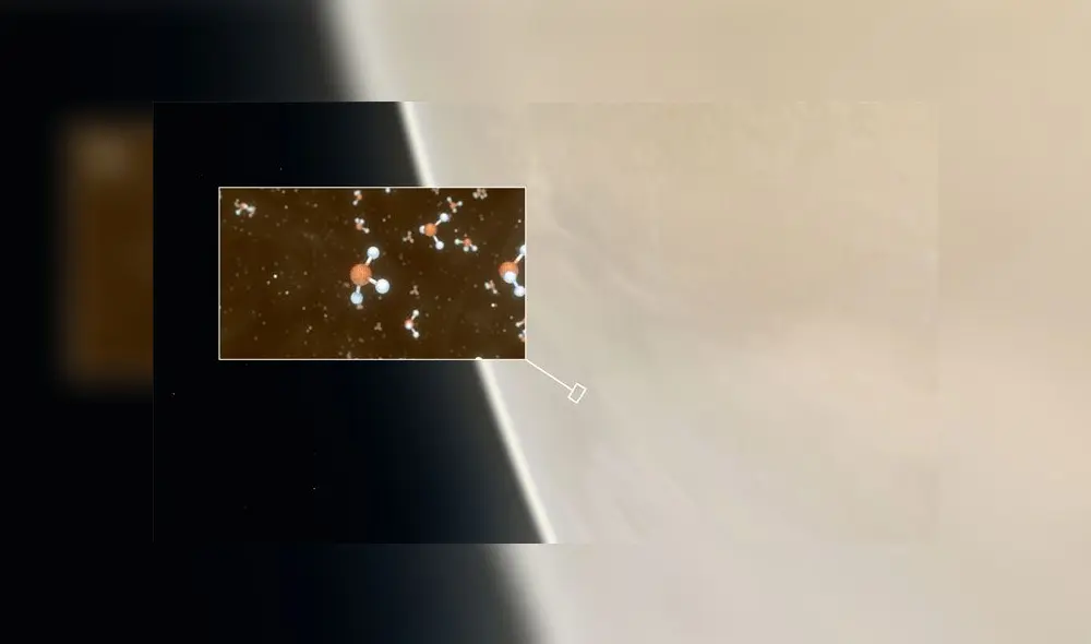 ilustración de la fosfina en la atmósfera de Venus. Credito: ESO / NASA.