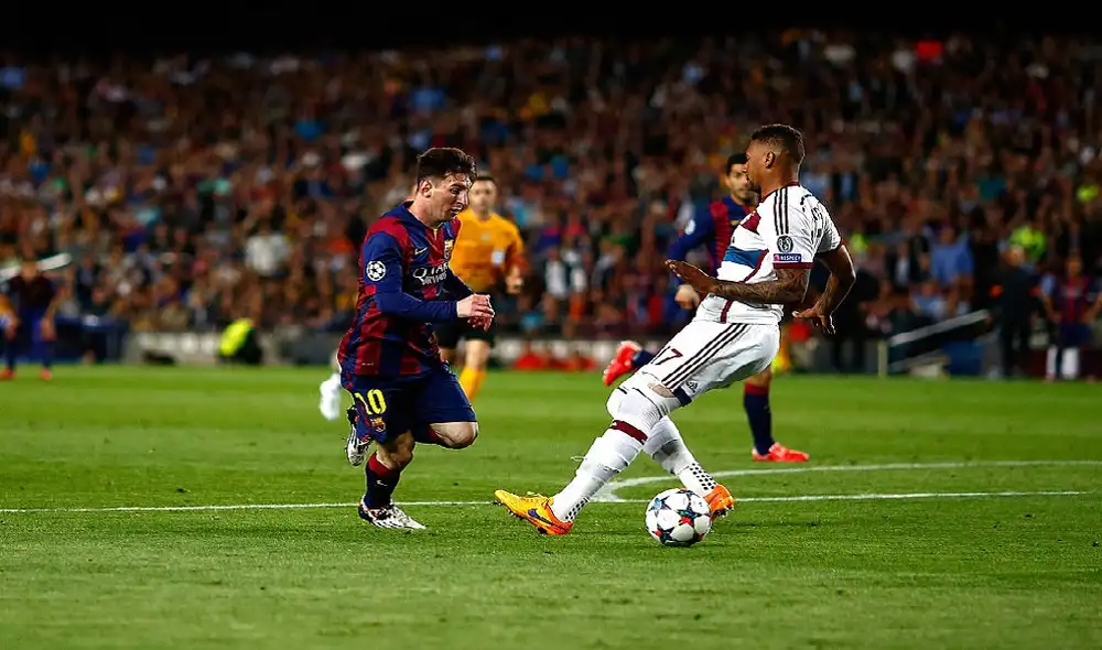 Lionel Messi dejó 'regado' a Boateng y anotó el 2-0 para Barcelona. Foto: UEFA
