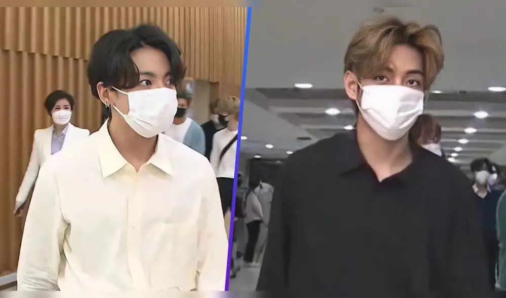 Llegada de BTS a los estudios de News 9 para su entrevista sobre el #1 en Billboard HOT 100. Créditos: Captura KBS / Composición Diario La República