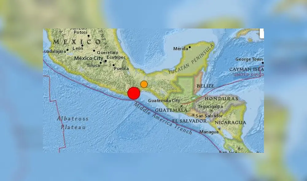 Terremoto en México hoy martes. Epicentro del sismo. Fuente: USGS.