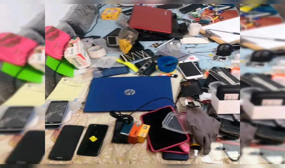 Se incautaron celulares, laptops y otros equipos.