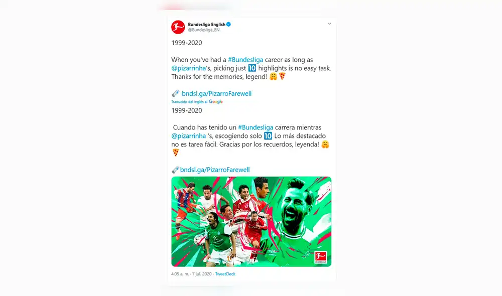 Claudio Pizarro recibe homenaje de prensa internacional tras retirarse del fútbol.