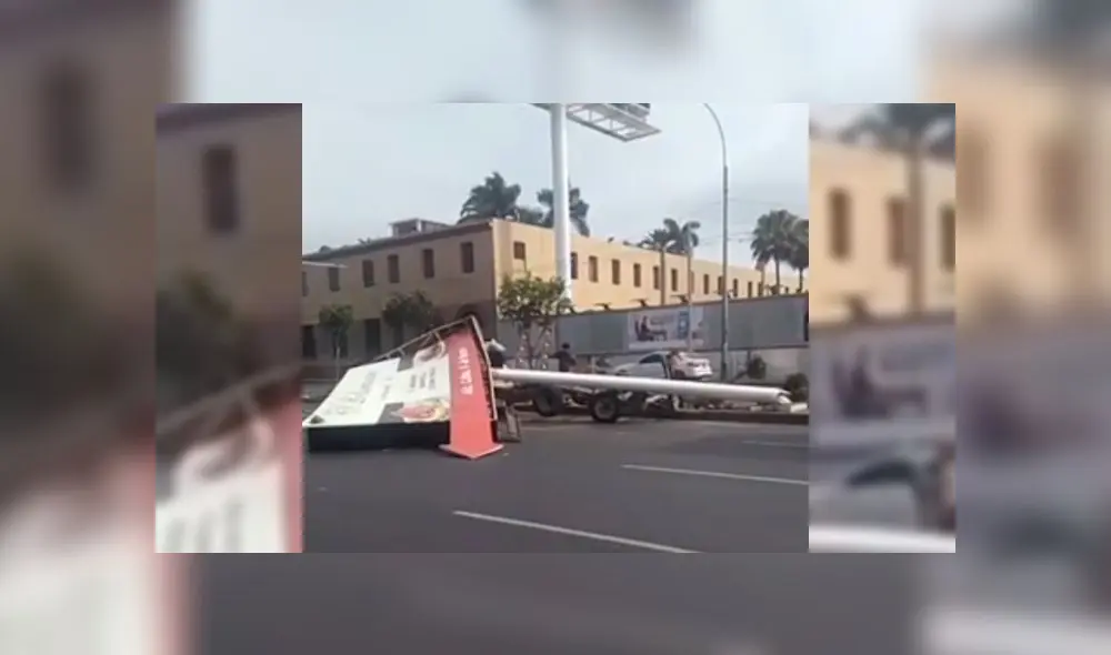 Panel publicitario cayó en av. La Marina. Créditos: Captura Canal N.