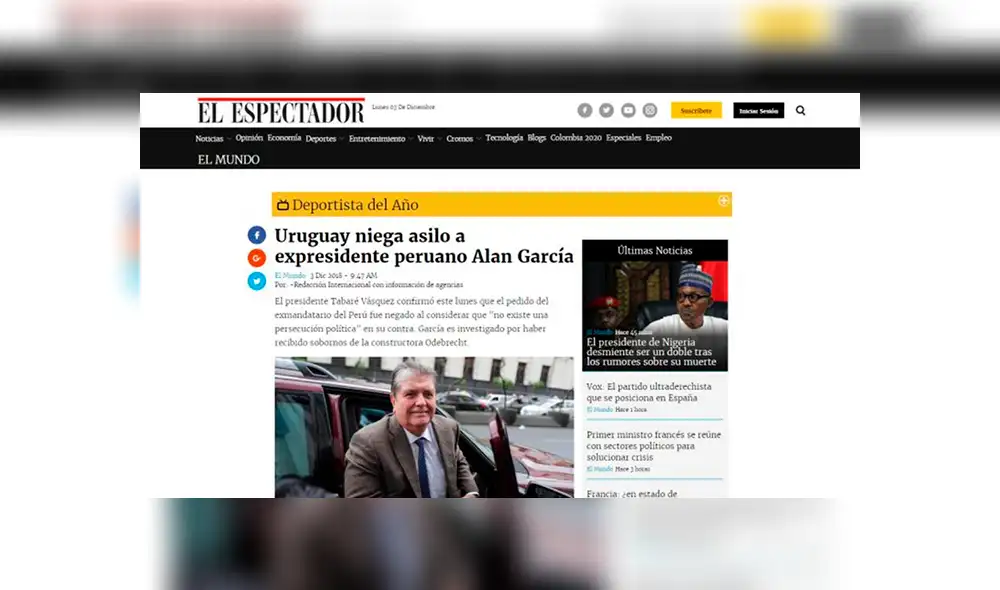 Así informó la prensa mundial sobre el rechazo al pedido de asilo de Alan García