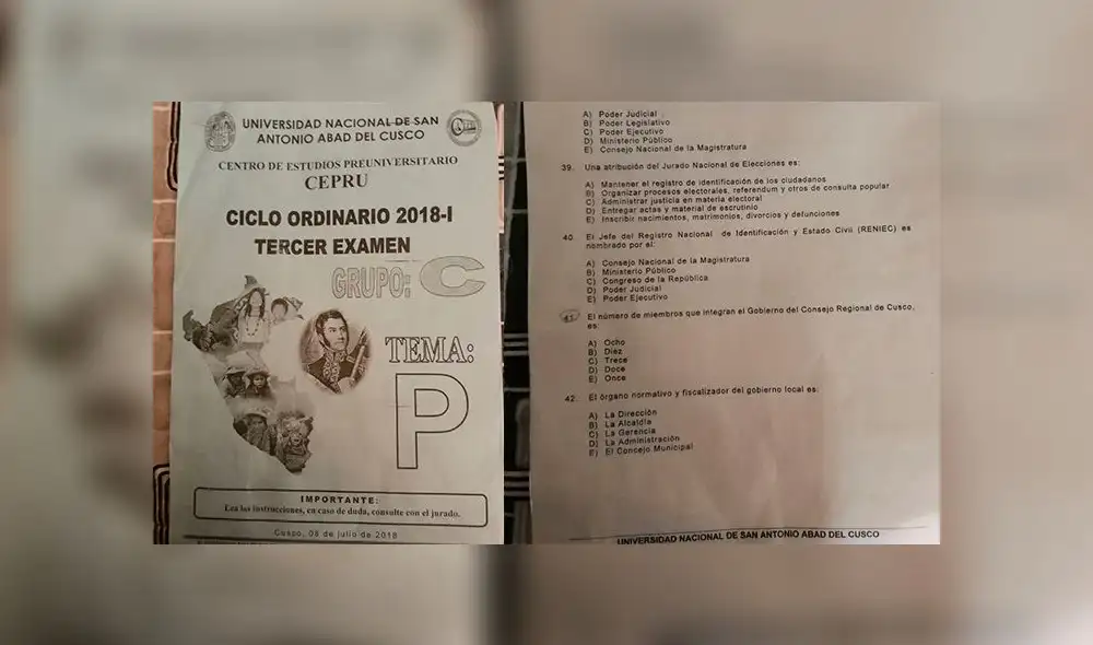  Error en examen de admisión a universidad de Cusco