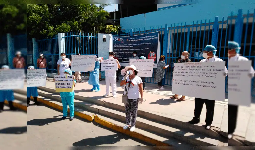 Personal de salud de hospital Reategui protesta por mejores condiciones.