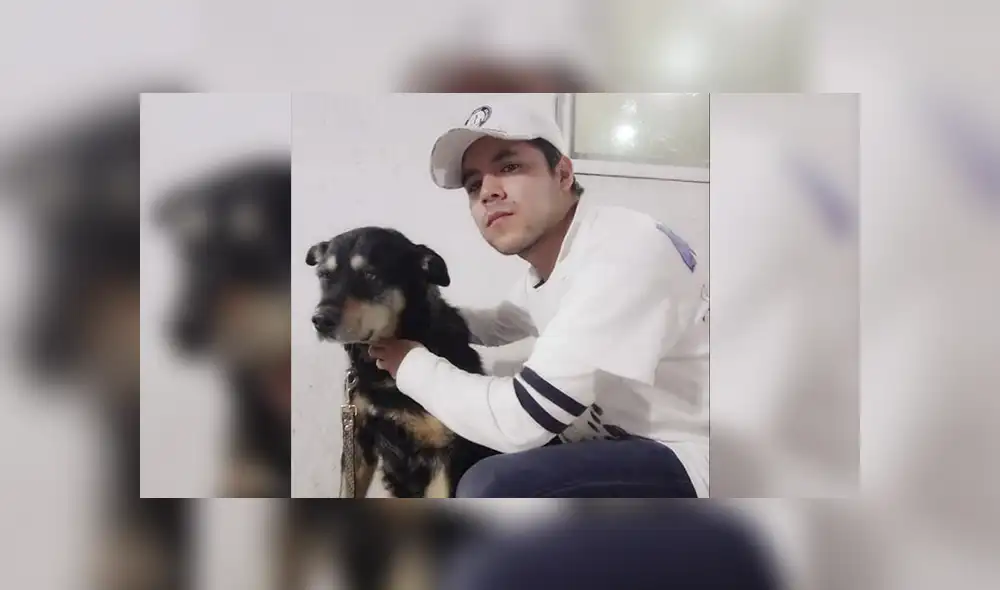El joven se llama Pepe y vive en Puebla, donde recorre las calles con su Rottweiler. Foto: Captura.