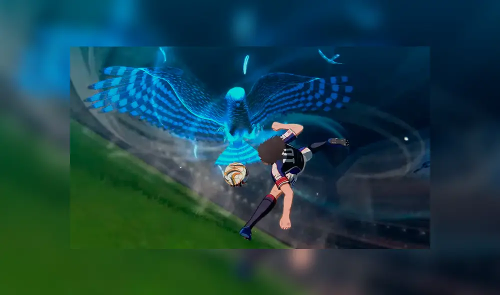 Oliver Atom a punto de realizar el tiro con chanfle en Captain Tsubasa: Rise of the New Champions.