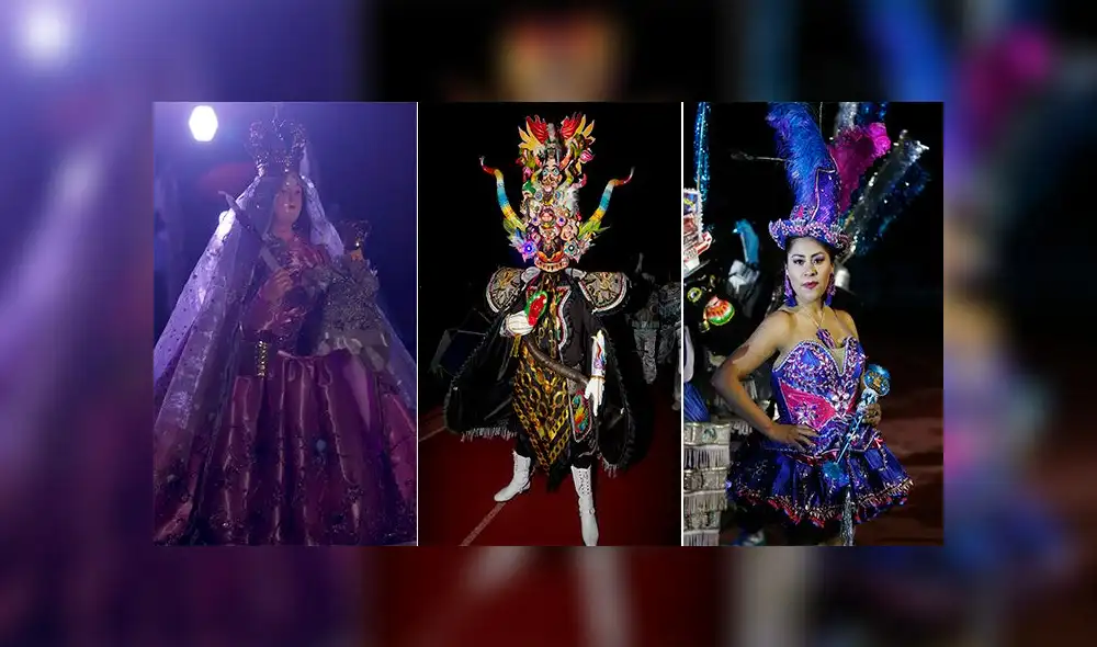 Virgen de la Candelaria, danzante de diablada y una china.