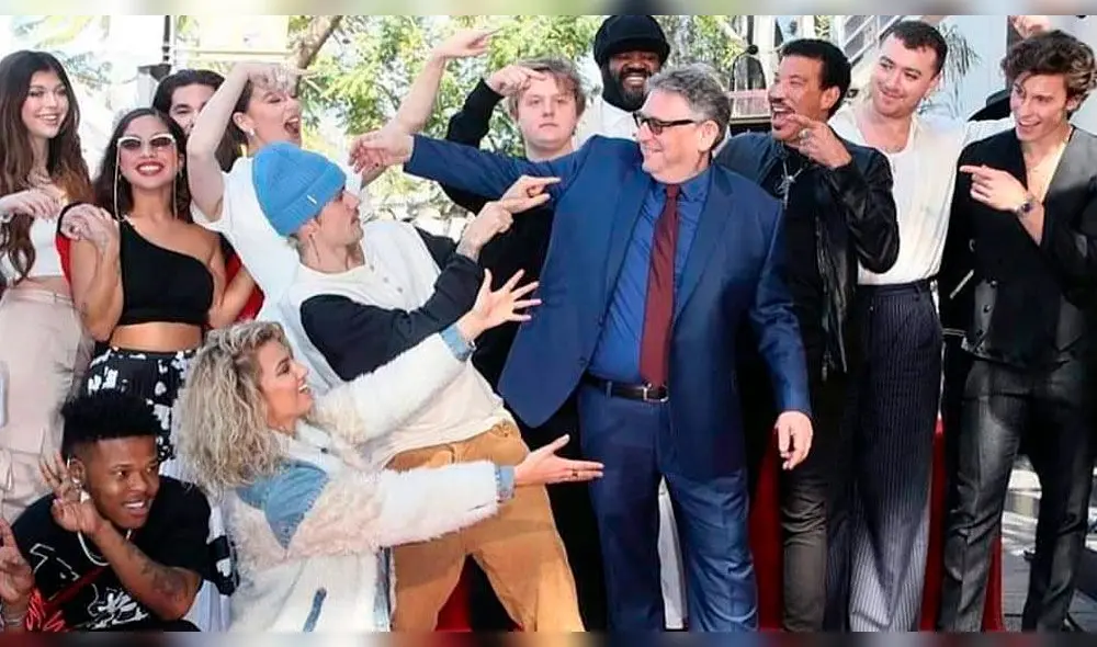 Lucian Grainge junto a Justin Bieber, Harry Styles y otros artistas. Foto: Instagram
