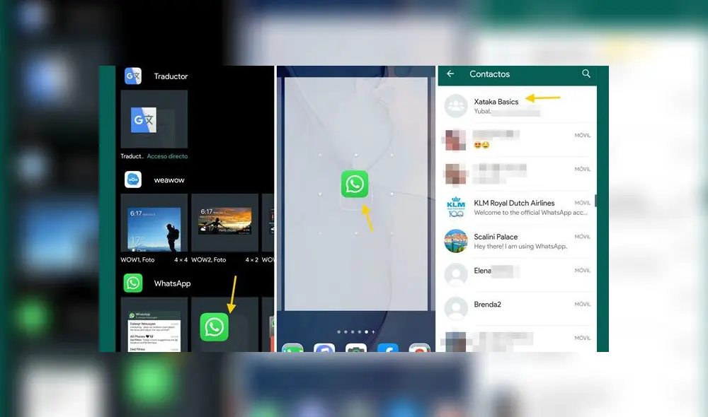 Acceso directo desde los widgets del lanzador.