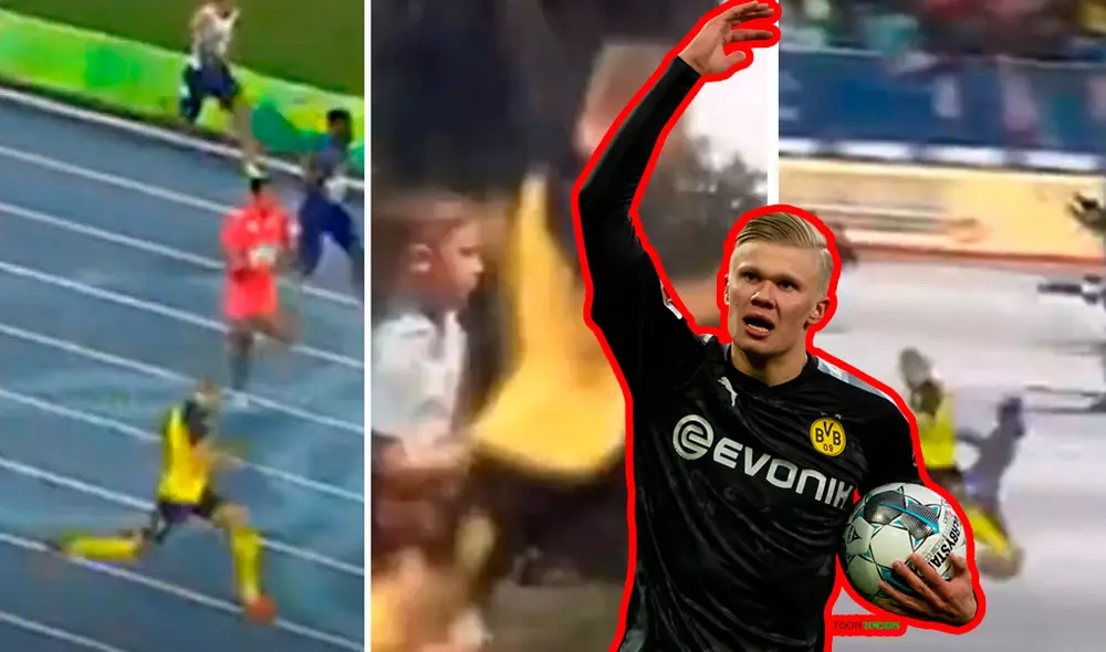 Erling Haalanda recorrió 60 metros en 6,64 segundos. Foto: Composición