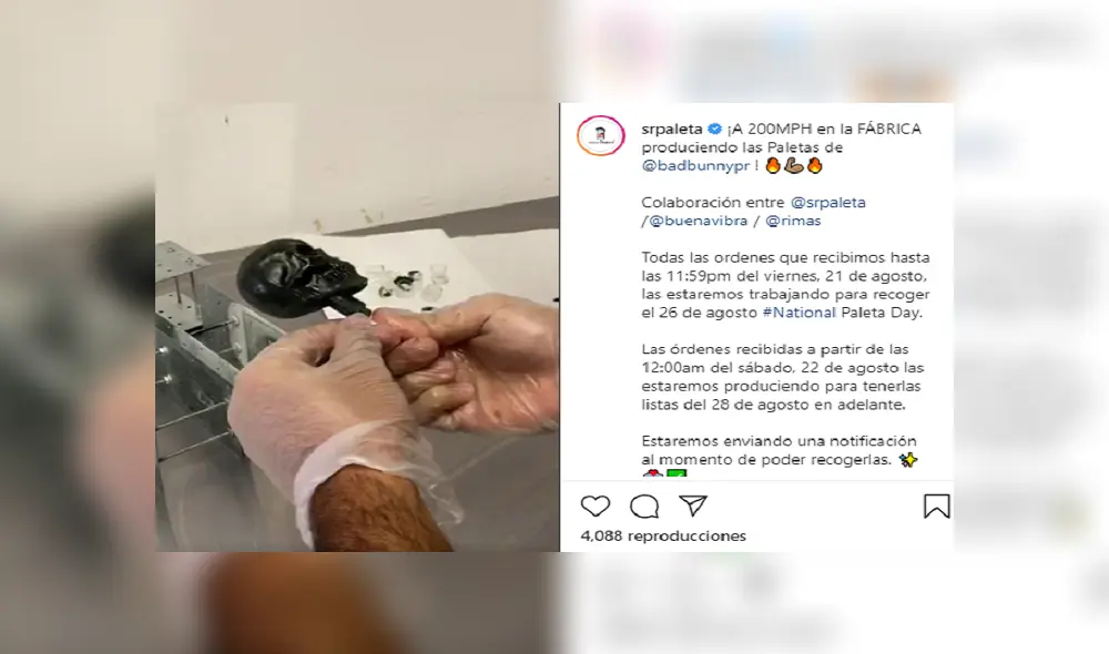 'Señor Paleta' se encuentra preparando las órdenes para despachar a sus clientes. (Foto: Instagram) 'Señor Paleta' se encuentra preparando las órdenes para despachar a sus clientes. (Foto: Instagram)