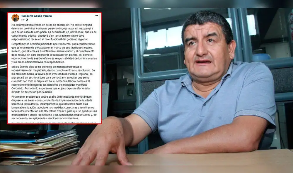 Gobernador de Lambayeque se pronuncia tras orden de detención 