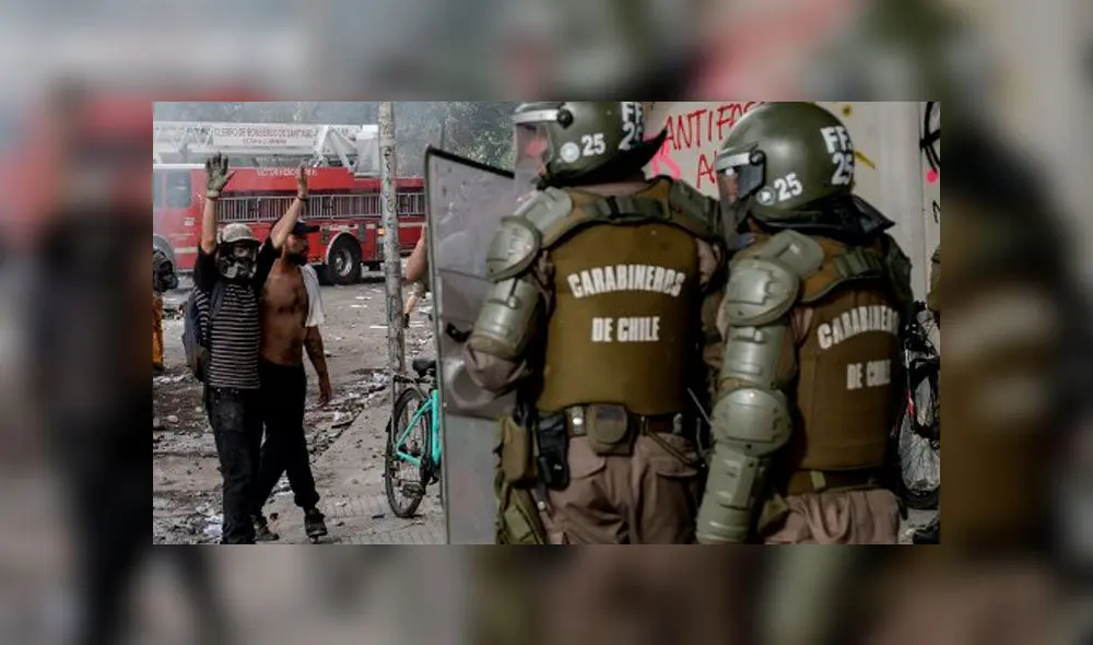 Carabineros en las protestas de Chile. Foto: AFP. Carabineros en las protestas de Chile. Foto: AFP.