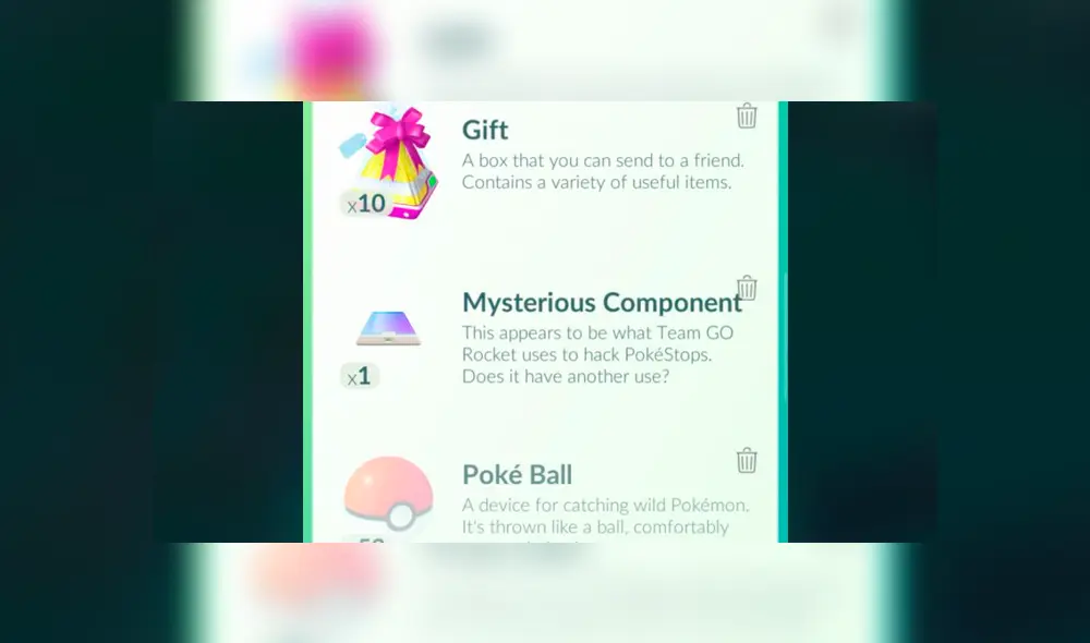 Así se ven los componentes misteriosos en el inventario.