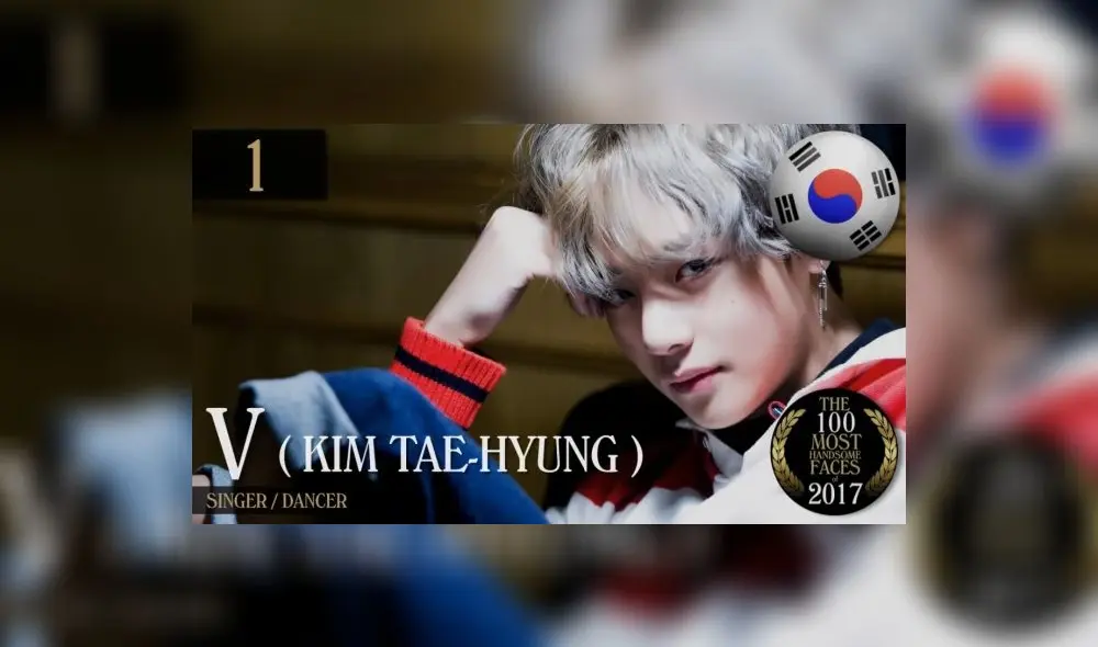 V (Kim Taehyung) ocupó el primer lugar en la lista anual 100 Most Handsome Faces of 2017. V (Kim Taehyung) ocupó el primer lugar en la lista anual 100 Most Handsome Faces of 2017.