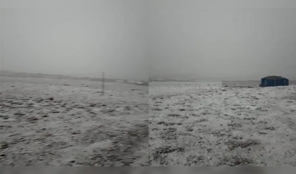 Este martes se reportó la caída de nieve en el sector de Imata, perteneciente al distrito de San Antonio de Chuca. Foto: Difusión Senamhi. Este martes se reportó la caída de nieve en el sector de Imata, perteneciente al distrito de San Antonio de Chuca. Foto: Difusión Senamhi.