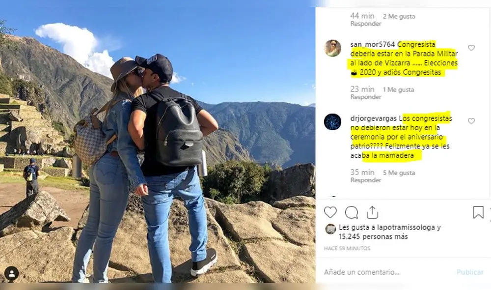 Richard Acuña es criticado por viajar con Brunella Horna y no asistir a Parada Militar [VIDEO]