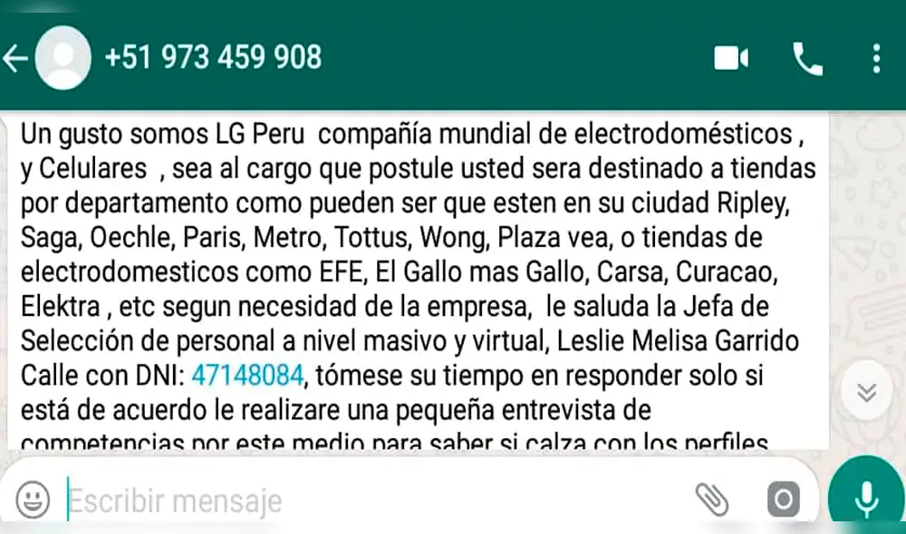 WhatsApp: grave denuncia contra mujer que estafa a peruanos sin trabajo [FOTOS]