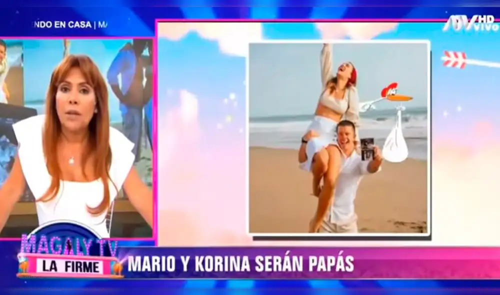 Magaly Medina felicita a Mario Hart y Korina Rivadeneira por embarazo. Foto: Captura Magaly Medina felicita a Mario Hart y Korina Rivadeneira por embarazo. Foto: Captura