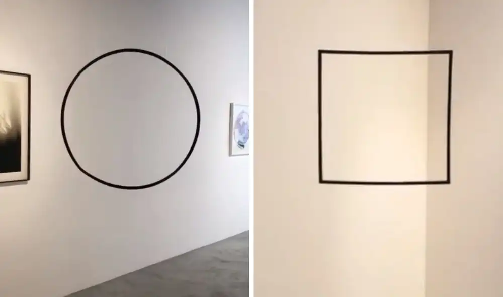 Las dos formas en que se ve la escultura dependiendo del ángulo en que se mire. Foto: captura de TikTok.